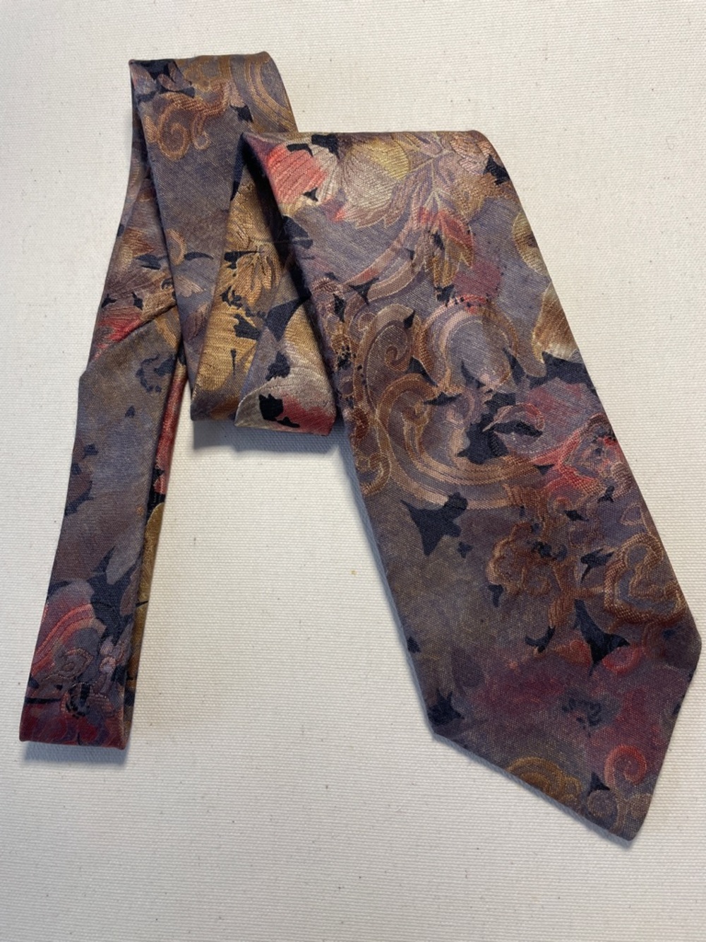OSCAR DE LA RENTA Vintage Rich Multicolour Floral Luxury Formal Business Tie